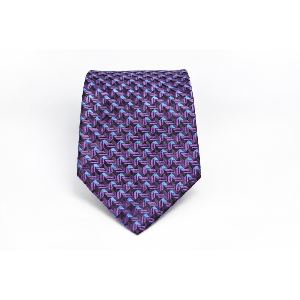 Guess Necktie Mens OS Purple Blue Geometric Silk American Classics Made in USA